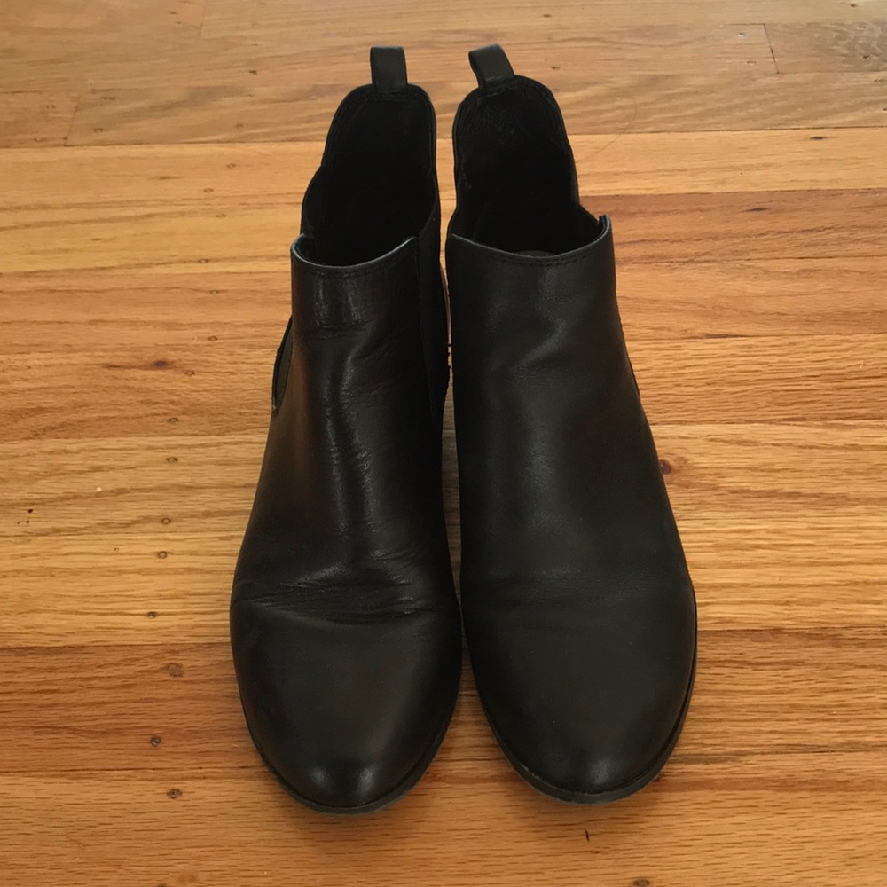 Black leather booties